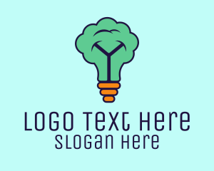 Tree Light Bulb Idea logo