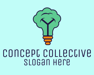 Tree Light Bulb Idea logo