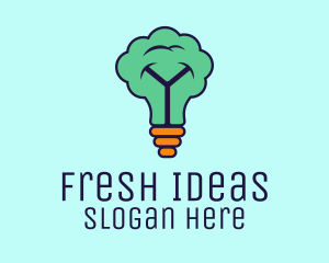 Tree Light Bulb Idea logo design