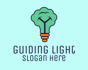 Tree Light Bulb Idea logo design