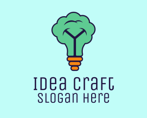 Tree Light Bulb Idea logo design