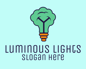 Tree Light Bulb Idea logo design