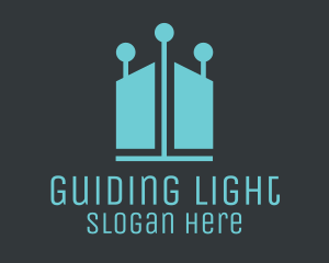 Blue Tech Lights House logo design