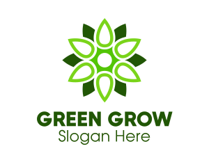 Green Drop Flower logo design