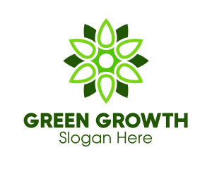 Green Drop Flower logo design