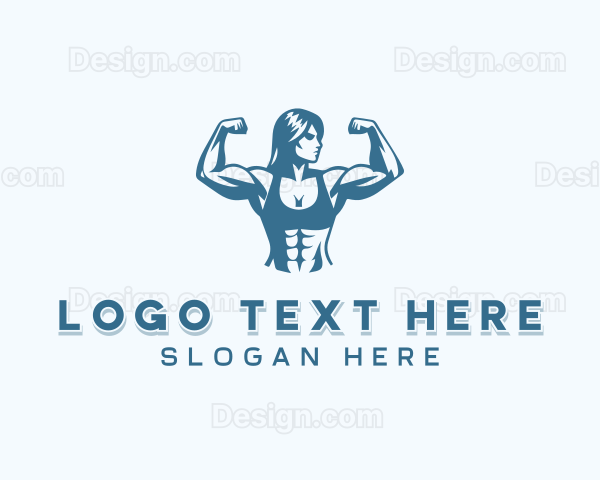 Bodybuilding Woman Workout Logo