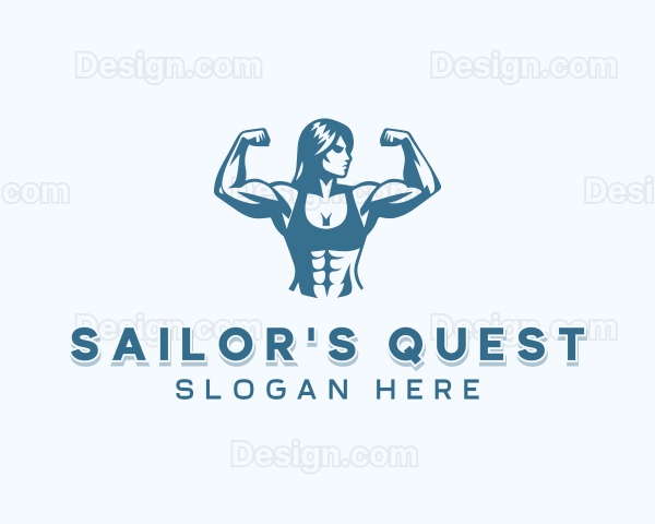 Bodybuilding Woman Workout Logo