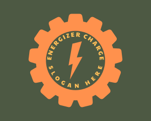 Orange Gear Lightning logo design