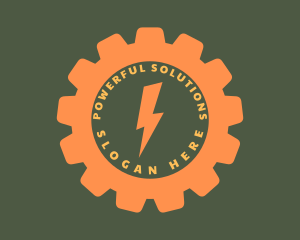 Orange Gear Lightning logo design