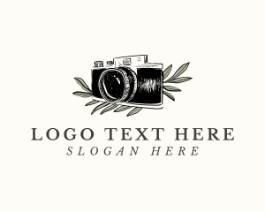 Camera Photography Leaves Logo