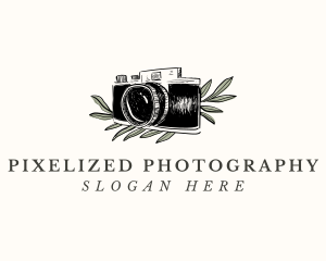 Camera Photography Leaves logo design