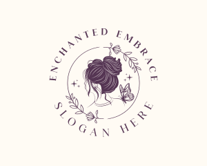 Botanical Woman Butterfly logo design