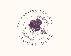 Botanical Woman Butterfly logo design