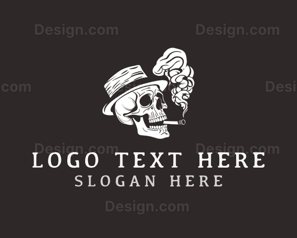 Smoking Skull Cigarette Logo