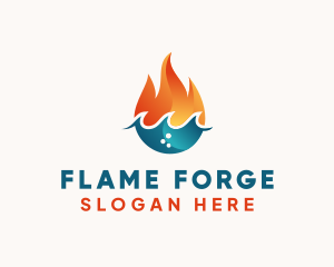 Fire Water Wave Droplet logo design