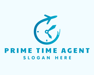 Logistics Airplane Clock logo design