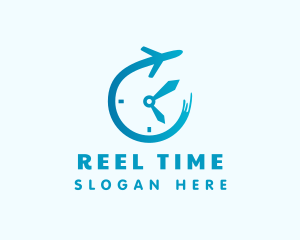 Logistics Airplane Clock logo design