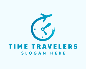 Logistics Airplane Clock logo design