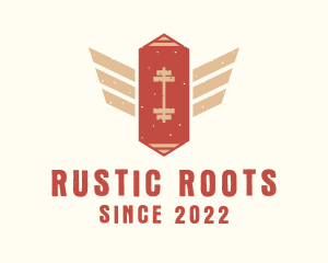 Rustic Barbell Wings logo design