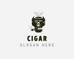 Skull Tobacco Smoking logo design
