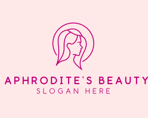 Pink Beauty Face Girl logo design