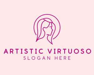 Pink Beauty Face Girl logo design