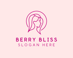 Pink Beauty Face Girl logo design