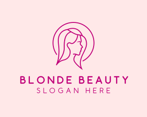 Pink Beauty Face Girl logo design