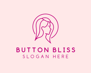 Pink Beauty Face Girl logo design