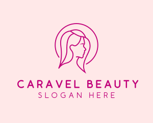 Pink Beauty Face Girl logo design