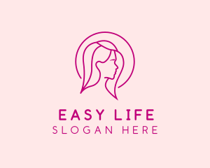 Pink Beauty Face Girl logo design