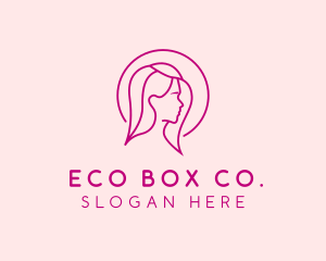 Pink Beauty Face Girl logo design