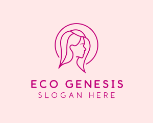 Pink Beauty Face Girl logo design