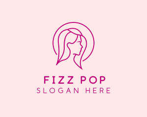 Pink Beauty Face Girl logo design