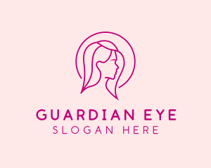 Pink Beauty Face Girl logo design