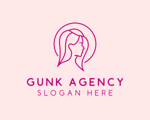 Pink Beauty Face Girl logo design