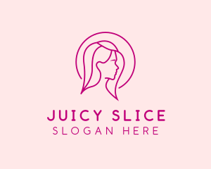 Pink Beauty Face Girl logo design