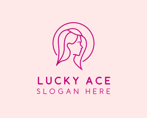 Pink Beauty Face Girl logo design