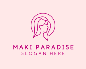 Pink Beauty Face Girl logo design