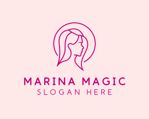 Pink Beauty Face Girl logo design