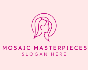 Pink Beauty Face Girl logo design