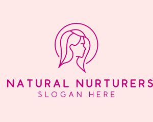 Pink Beauty Face Girl logo design