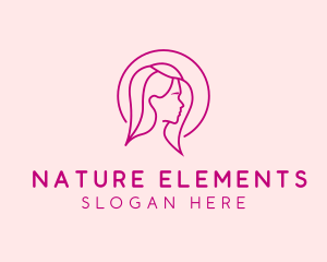 Pink Beauty Face Girl logo design