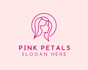 Pink Beauty Face Girl logo design