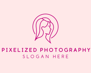 Pink Beauty Face Girl logo design