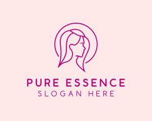 Pink Beauty Face Girl logo design