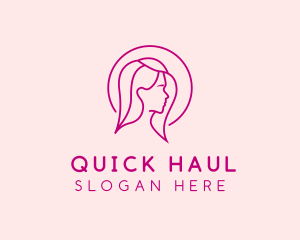 Pink Beauty Face Girl logo design