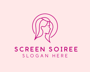 Pink Beauty Face Girl logo design