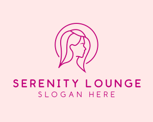 Pink Beauty Face Girl logo design