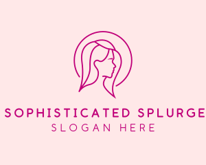 Pink Beauty Face Girl logo design